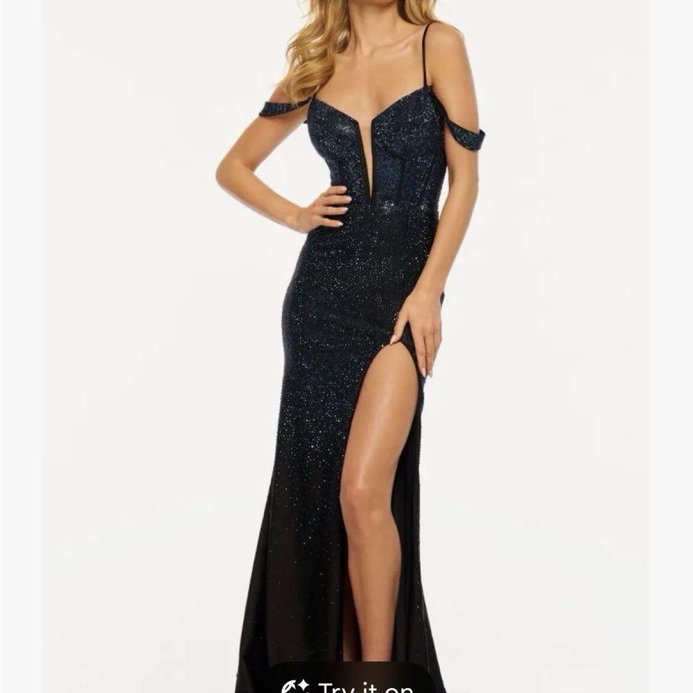 Elegant Black Glitter Evening Gown